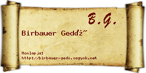 Birbauer Gedő névjegykártya